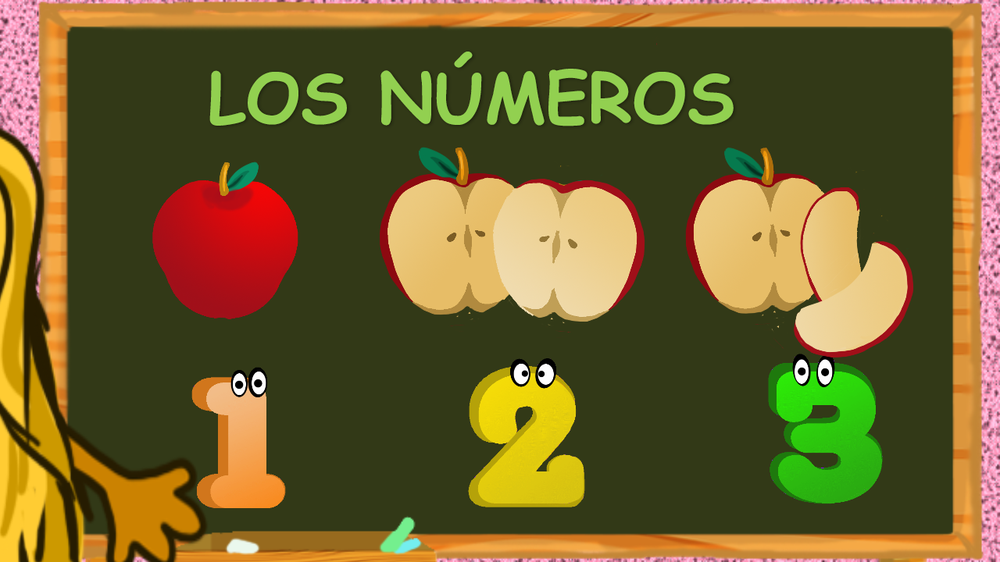 Los números 1, 2 y 3 relacionados con una, dos y tres manzanas