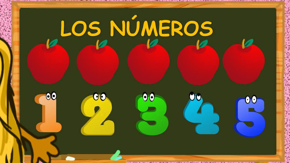 Secuencia de los números del 1 al 5 con cinco manzanas
