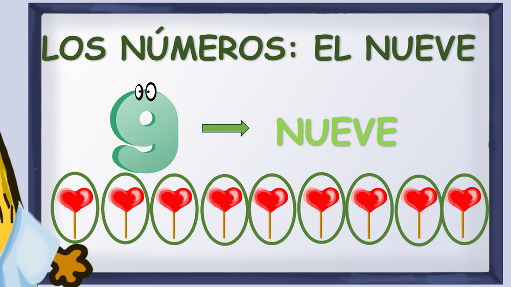 El número 9 junto a nueve globos